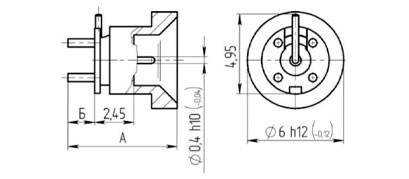 Вилка для поверхностного монтажа на печатную плату СР-50-1041ФВ-03 (Сочленение типа ловитель). Чертеж